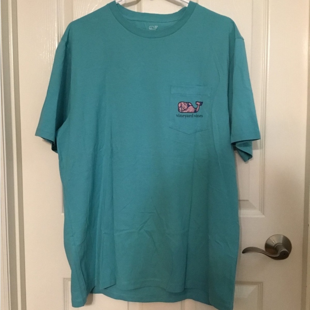Vineyard Vines Oyster Whale Fill Aqua Ocean Short Sleeve Large